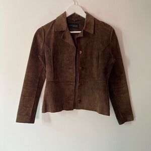 99s Express Dark Brown Suede Leather Blazer